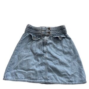 Free People Light Blue A-Line Braided Denim Skirt 2